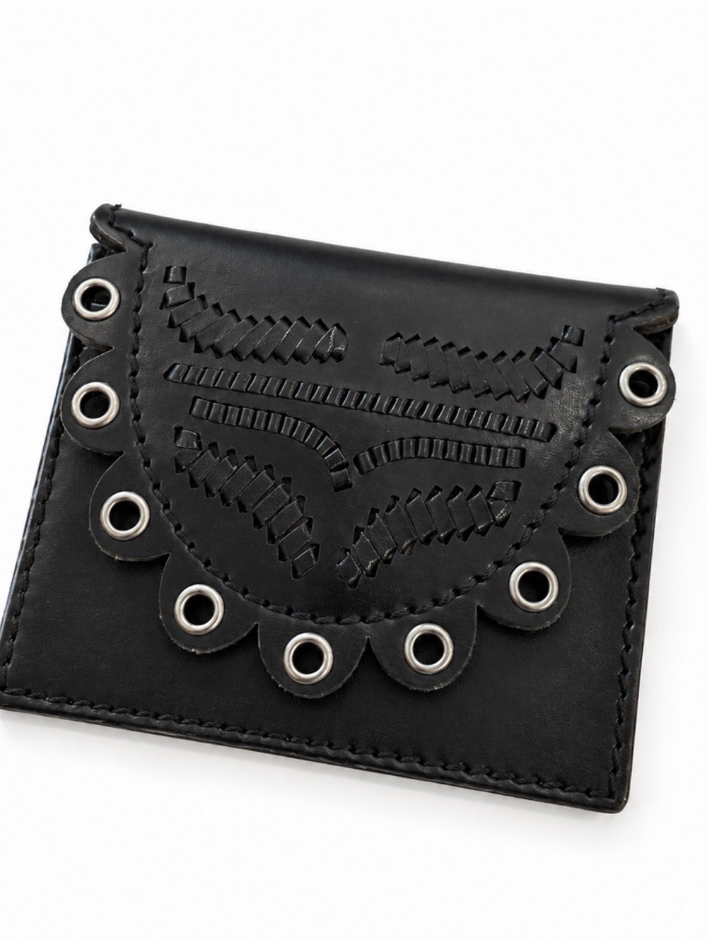 Yves Saint Laurent Tom Ford 2001 Black Leather Grommet Wallet